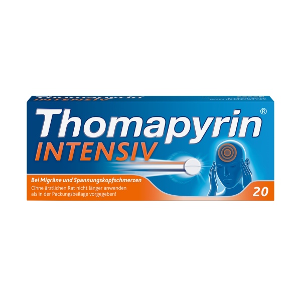 THOMAPYRIN INTENSIV Tabletten bei Migräne & Kopfschmerzen mit ASS, Paracetamol und Coffein