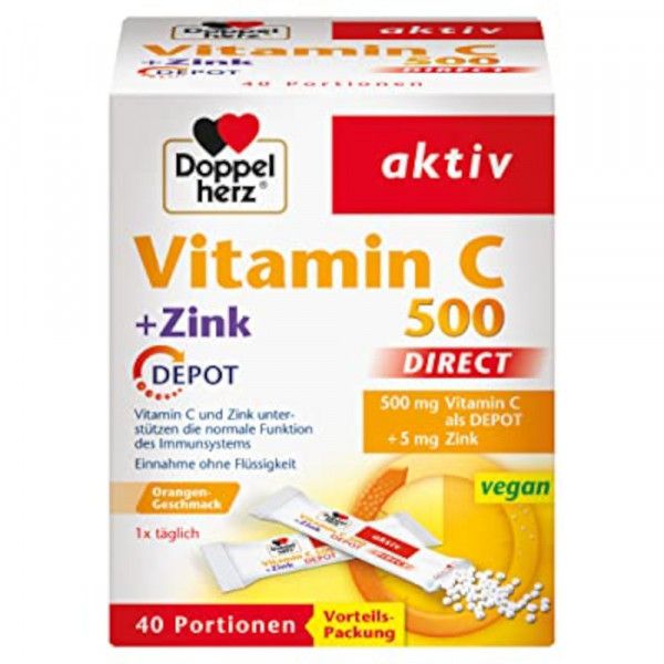 DOPPELHERZ Vitamin C 500+Zink+D3 Depot DIRECT Pel.