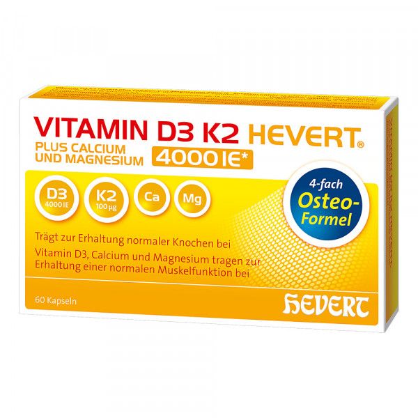 VITAMIN D3 K2 Hevert plus Ca Mg 4000 IE/2 Kapseln