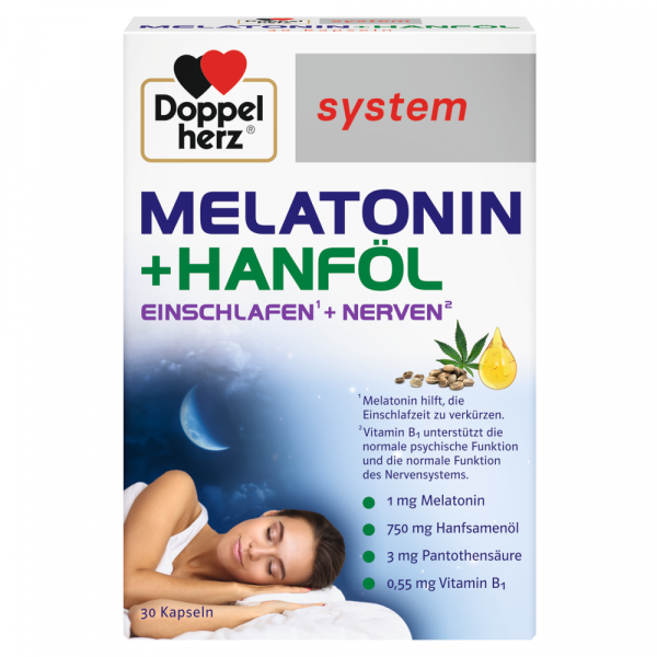 DOPPELHERZ Melatonin+Hanföl system Kapseln