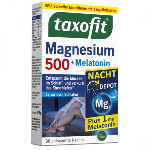 TAXOFIT Magnesium 500 Nacht+Melatonin Tabletten